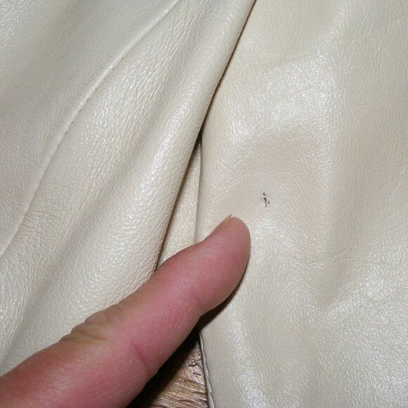 PETER CARUSO Leather Jacket/Coat, S, Tan Body, Fox Fur collar, Pockets - Picture 13 of 15